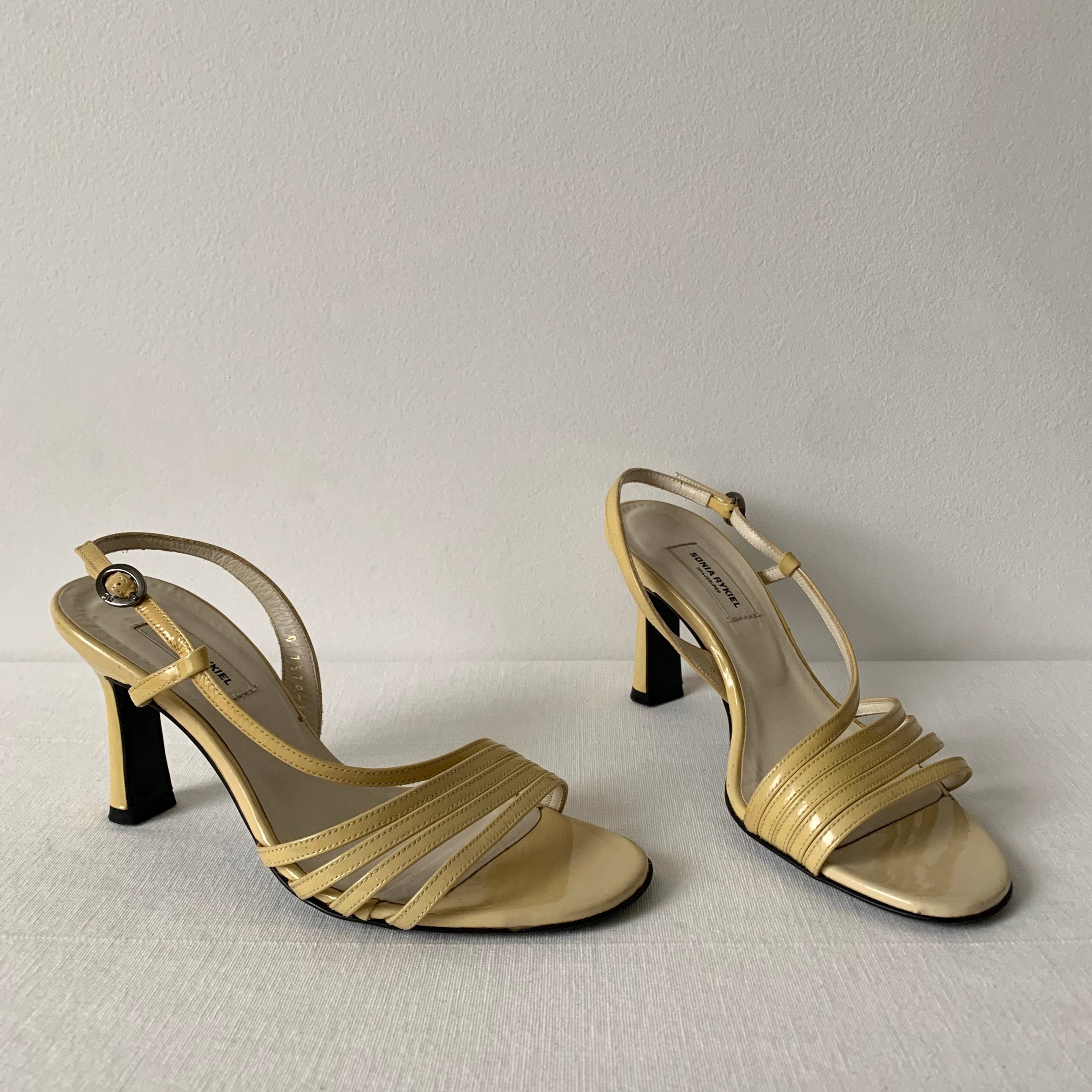 SONIA RYKIEL Strappy Yellow Heels Patent Leather Sandals EU 35 - Etsy