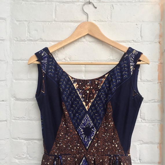 1950s | dark navy batik dress | XXS-XS