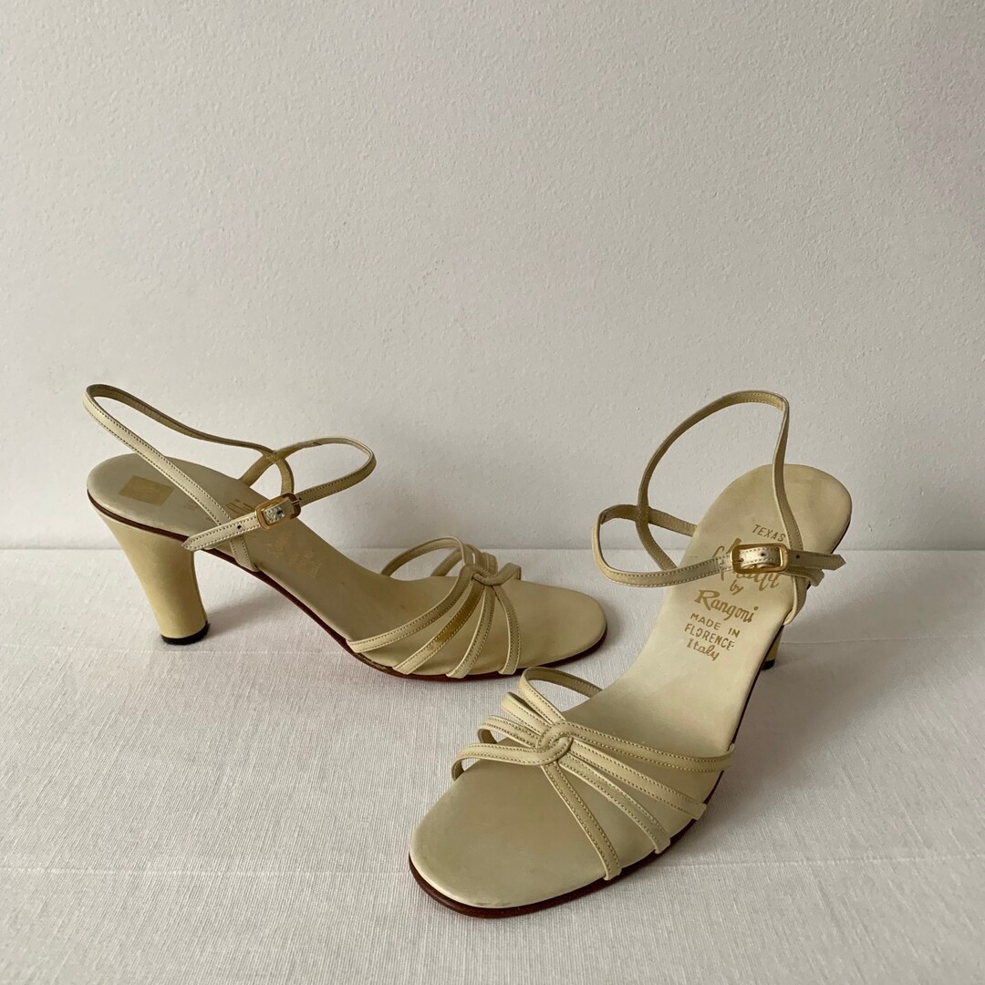 AMALFI Pastel Yellow Italian Strappy Heels 7.5 8 N - Etsy