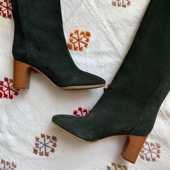 CHLOÉ | knee high boots | green suede