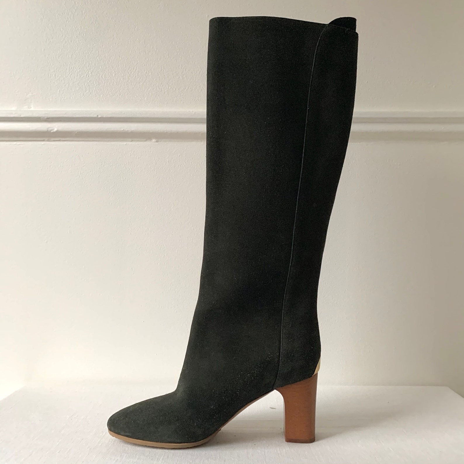 CHLOÉ knee high boots green suede | Etsy