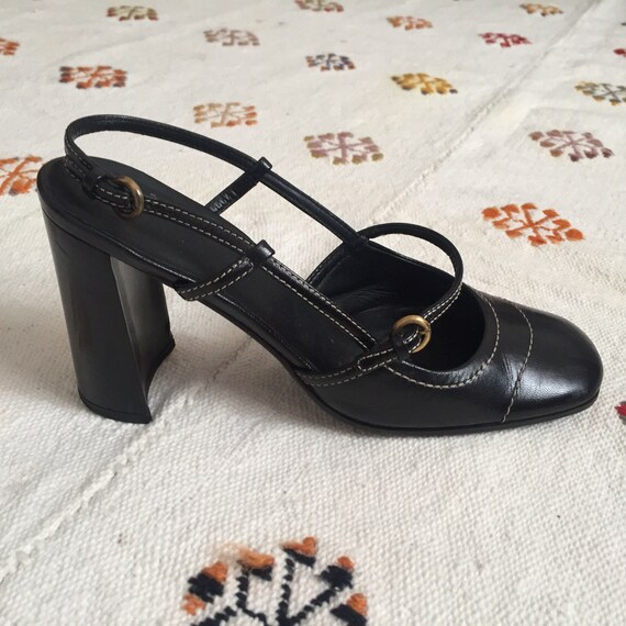 MIU MIU / 1990s / black strappy heeled mary janes