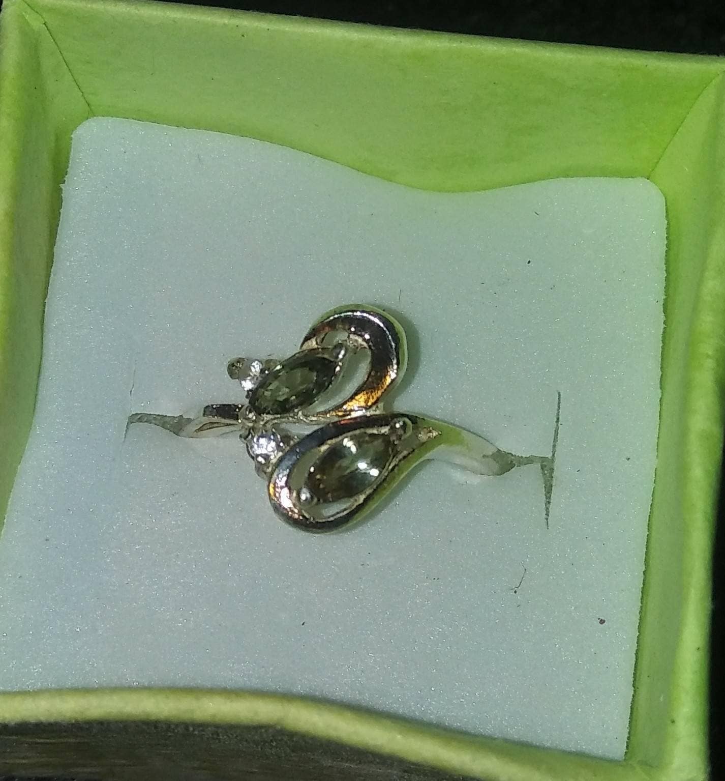 Natural Color Change Sapphire Diamond accented Bypass Sterling Silver Engagement Ring (COMES WITH REPORT)