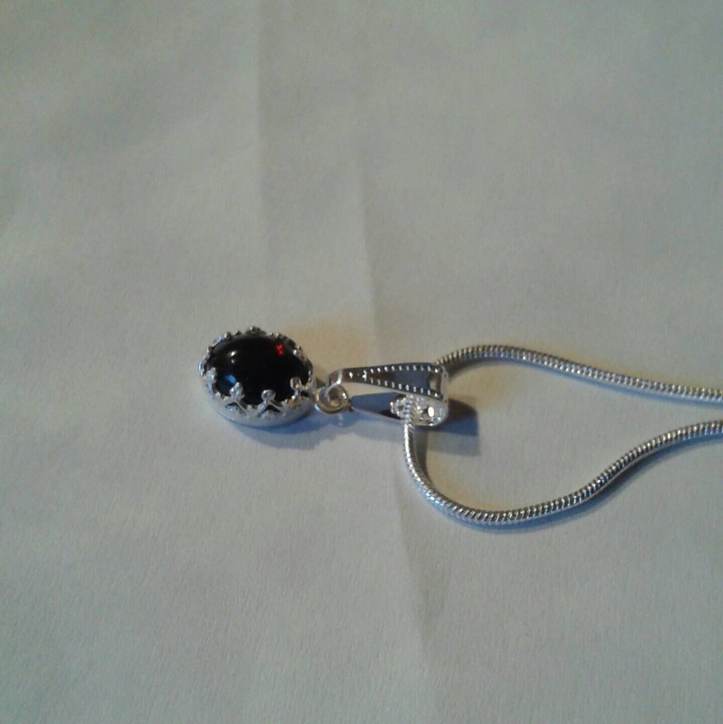 Natural Black Ethiopian Opal Sterling Silver Necklace - Thumbnail 4