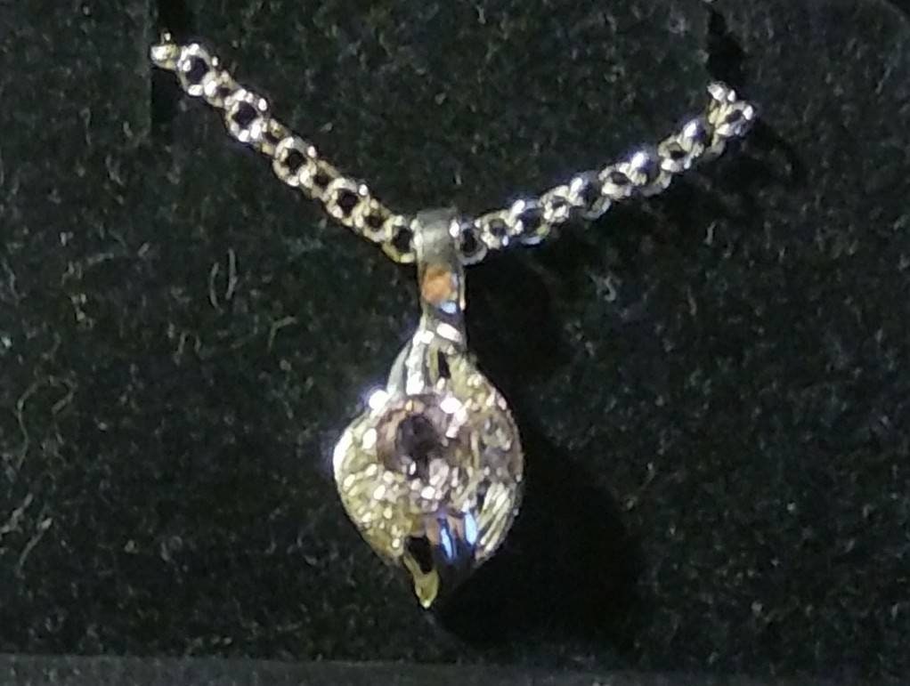 Natural Kunzite White Zircon accented Sterling Silver Necklace - Thumbnail 3