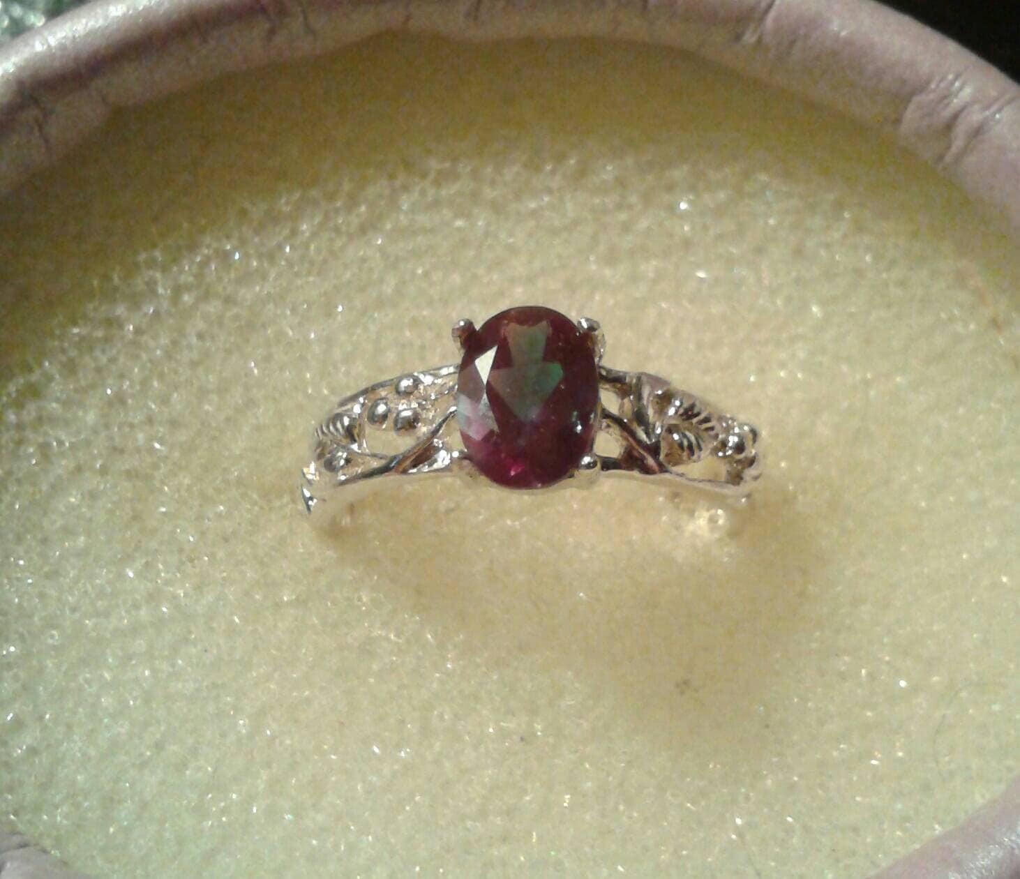 Natural Green Andesine Sterling Silver Ring