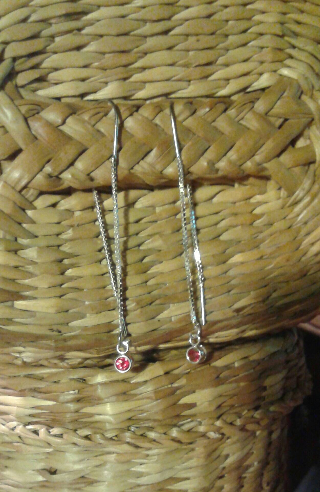 Natural Sunset Padparadscha Sapphire Sterling Silver Earrings - Thumbnail 2