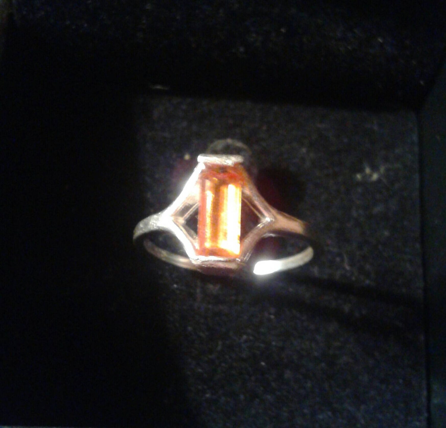 Natural Very Rare Orange Kyanite Sterling Silver Engagement Ring