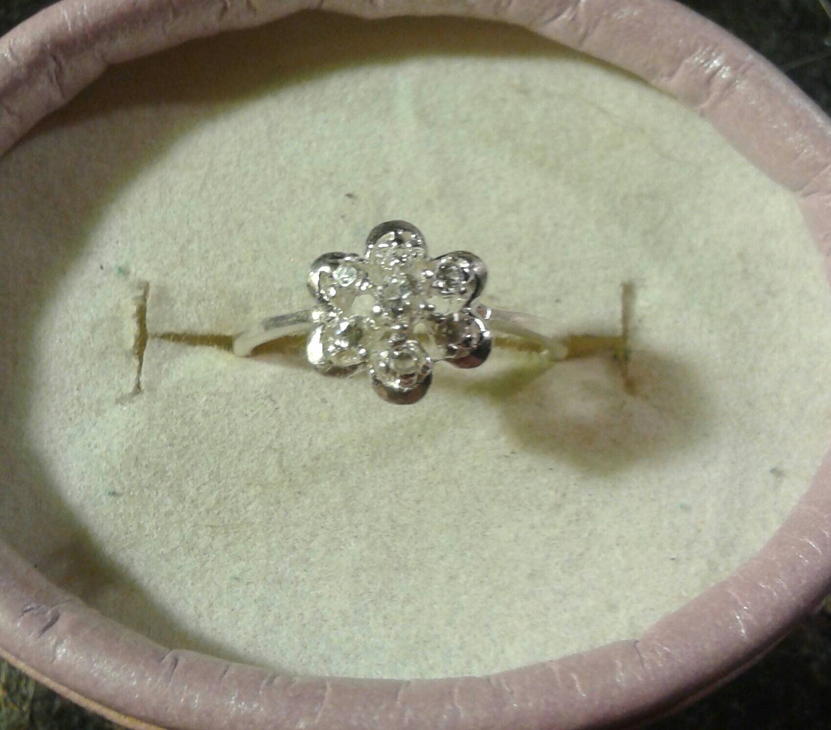 Natural Diamond Sterling Silver Engagement Ring - Image 1