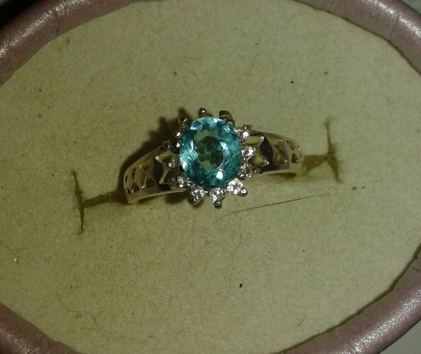 Natural Paraiba Blue Apatite White Zircon  Sterling Silver Engagement Ring