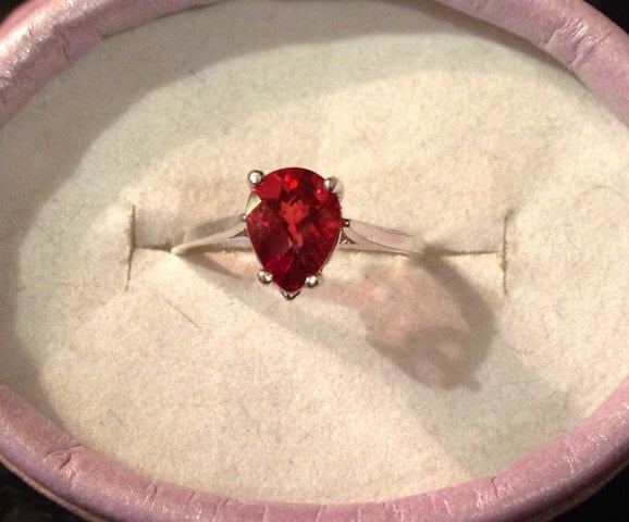 Natural Red Andesine Sterling Silver Ring - Image 1