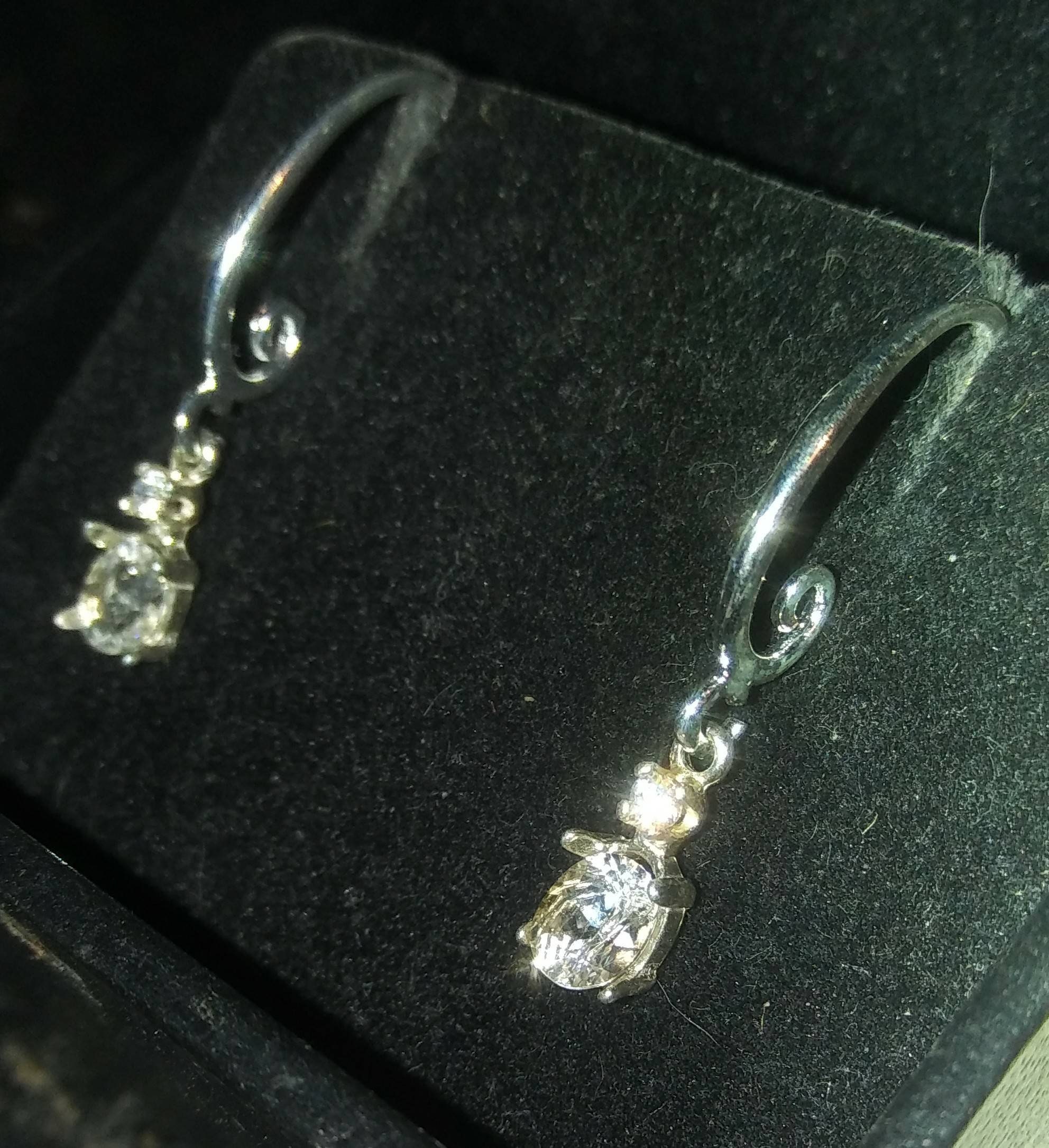 Natural Soft light Champagne Danburite White Sapphire accented Sterling Silver Earrings - Thumbnail 5