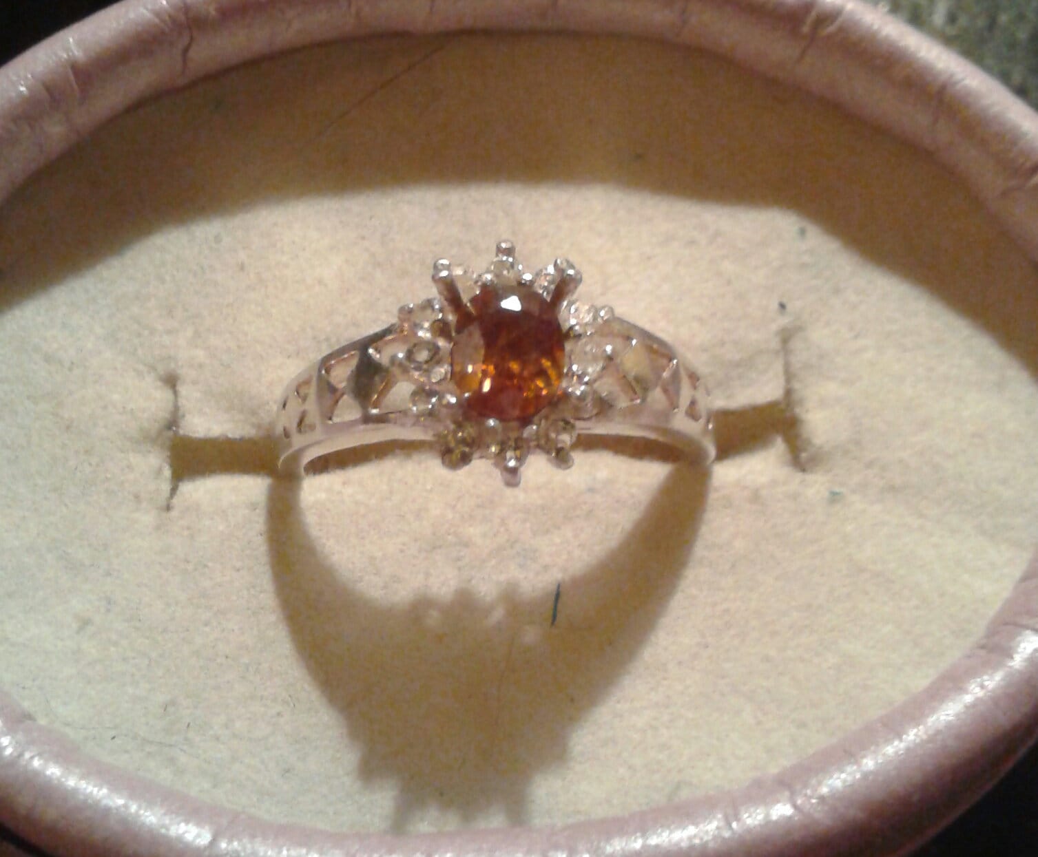 Natural Andalusite White Zircon accented Sterling Silver Ring