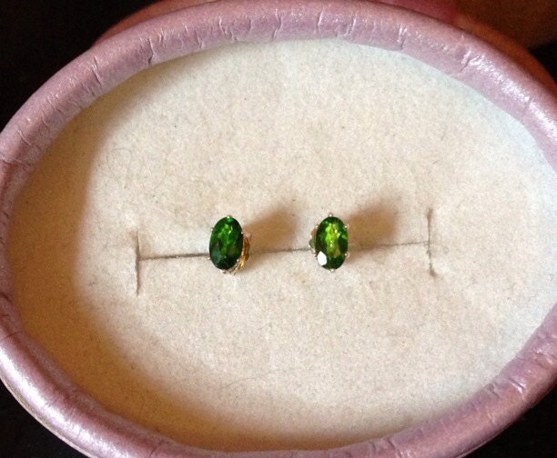 Natural Chrome Diopside Sterling Silver Earrings - Thumbnail 2