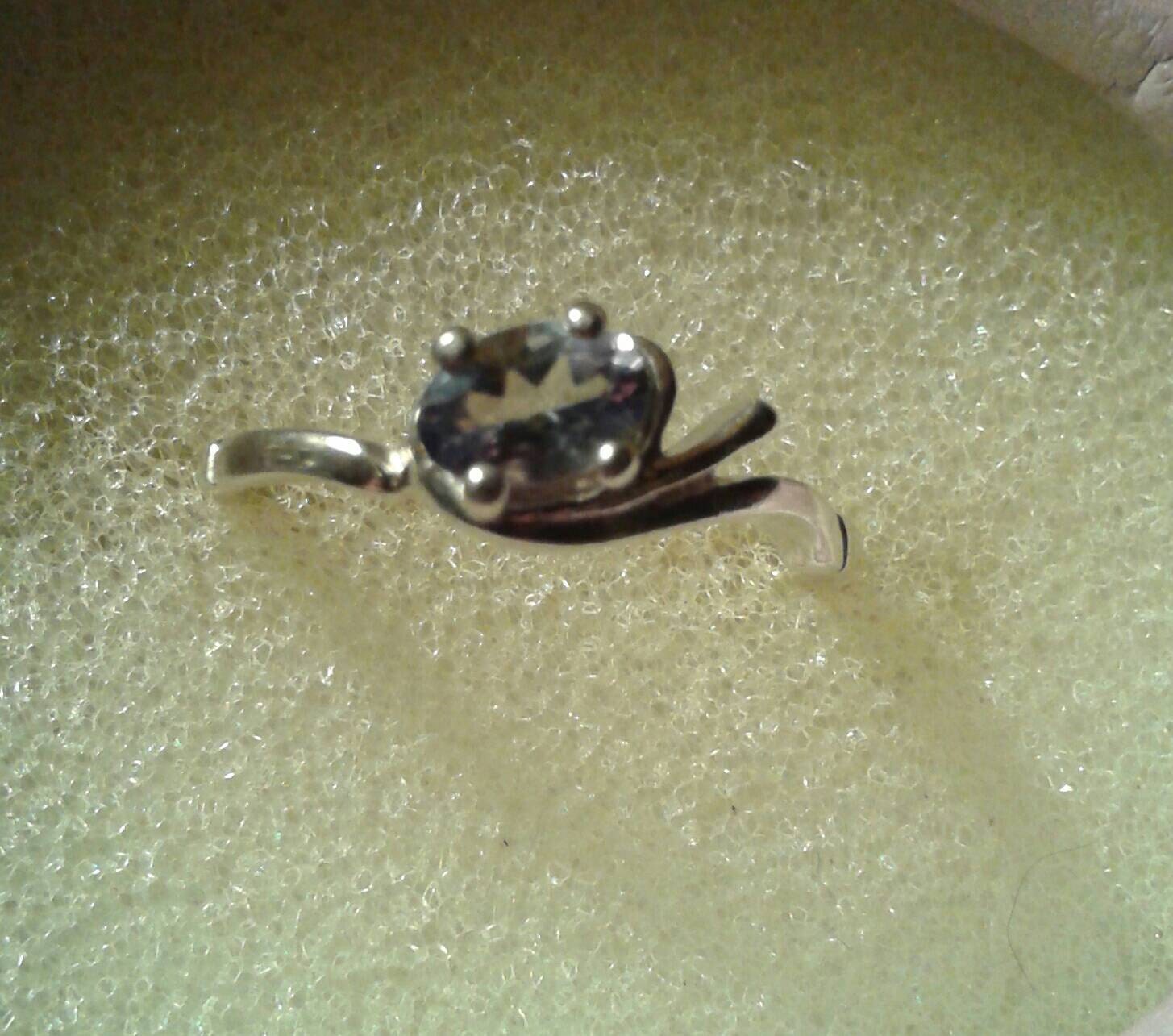 Natural Rare Green Tanzanite Sterling Silver Engagement Ring - Thumbnail 2