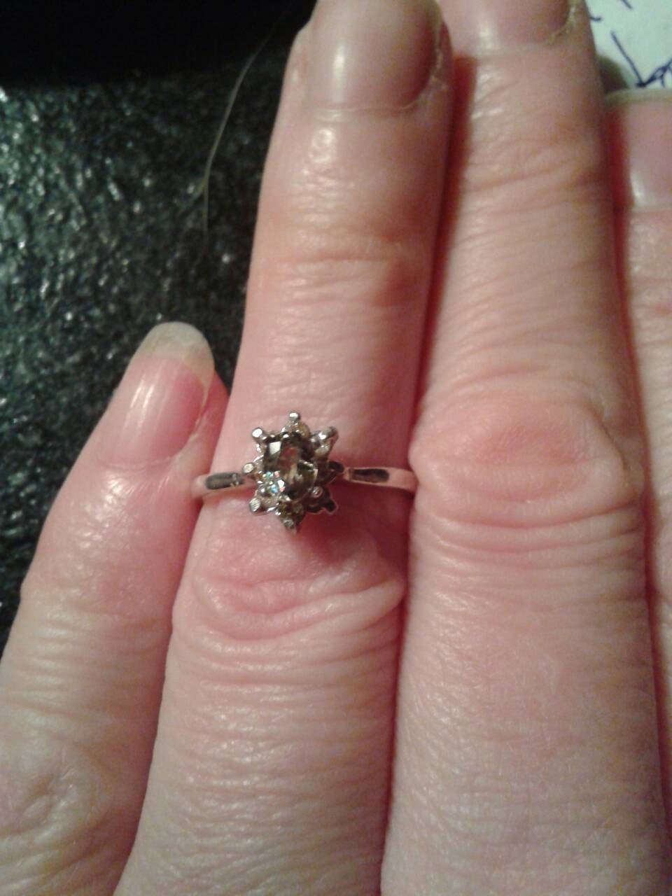Natural Demantoid Garnet Diamond accented Sterling Silver Engagement  Ring - Thumbnail 3