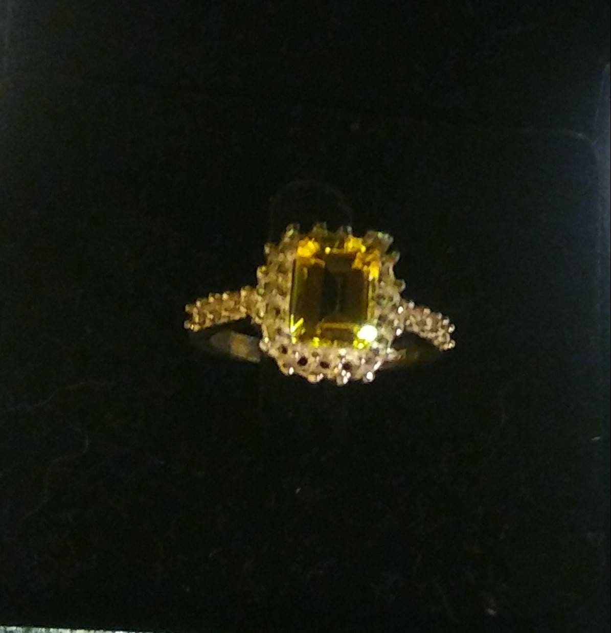 Natural Golden Beryl White Zircon accented Sterling Silver Engagement Ring - Thumbnail 4