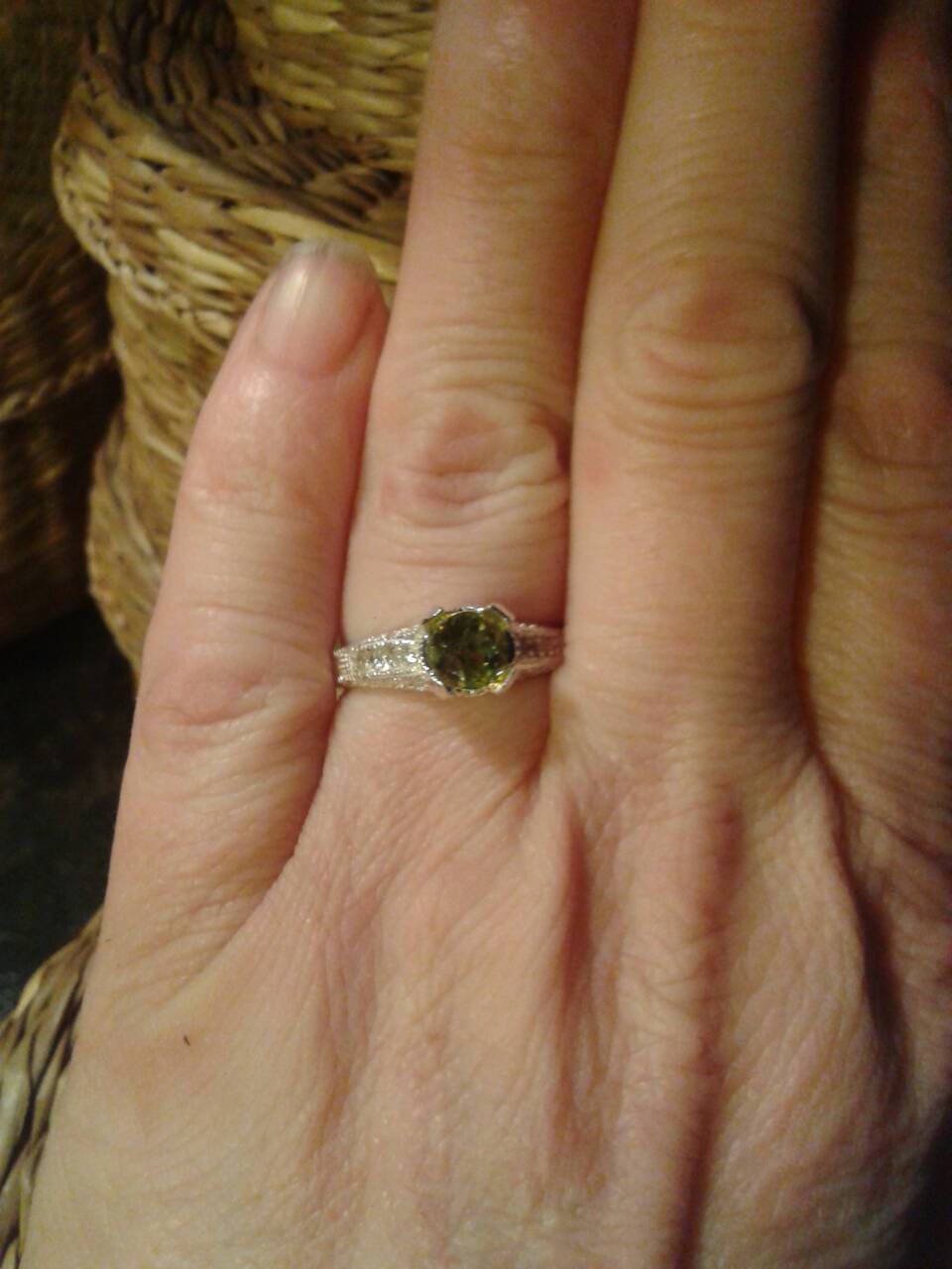 Natural Sphene/Titanite Diamond accented Sterling Silver Engagement Ring (COMES WITH REPORT) - Thumbnail 3