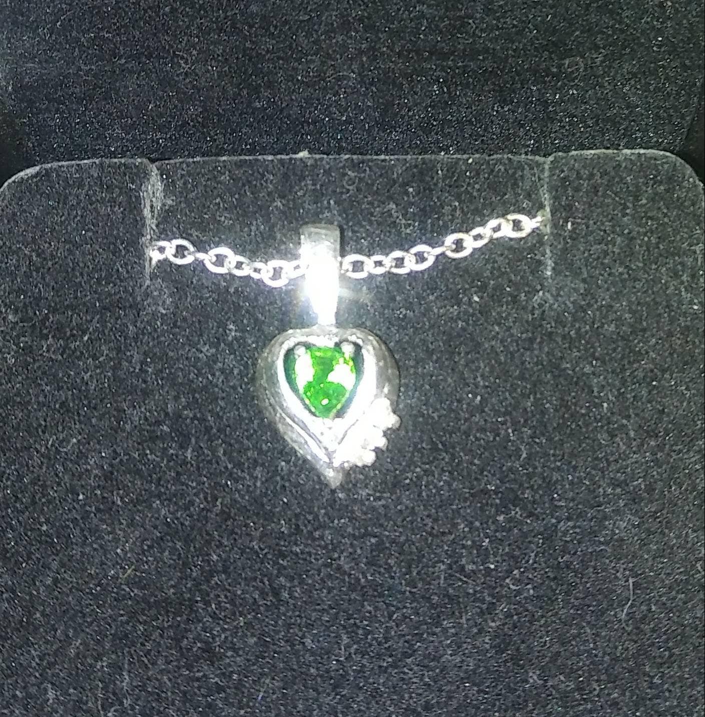 Natural Tsavorite Mint Garnet Diamond accented Sterling Silver Necklace - Thumbnail 2