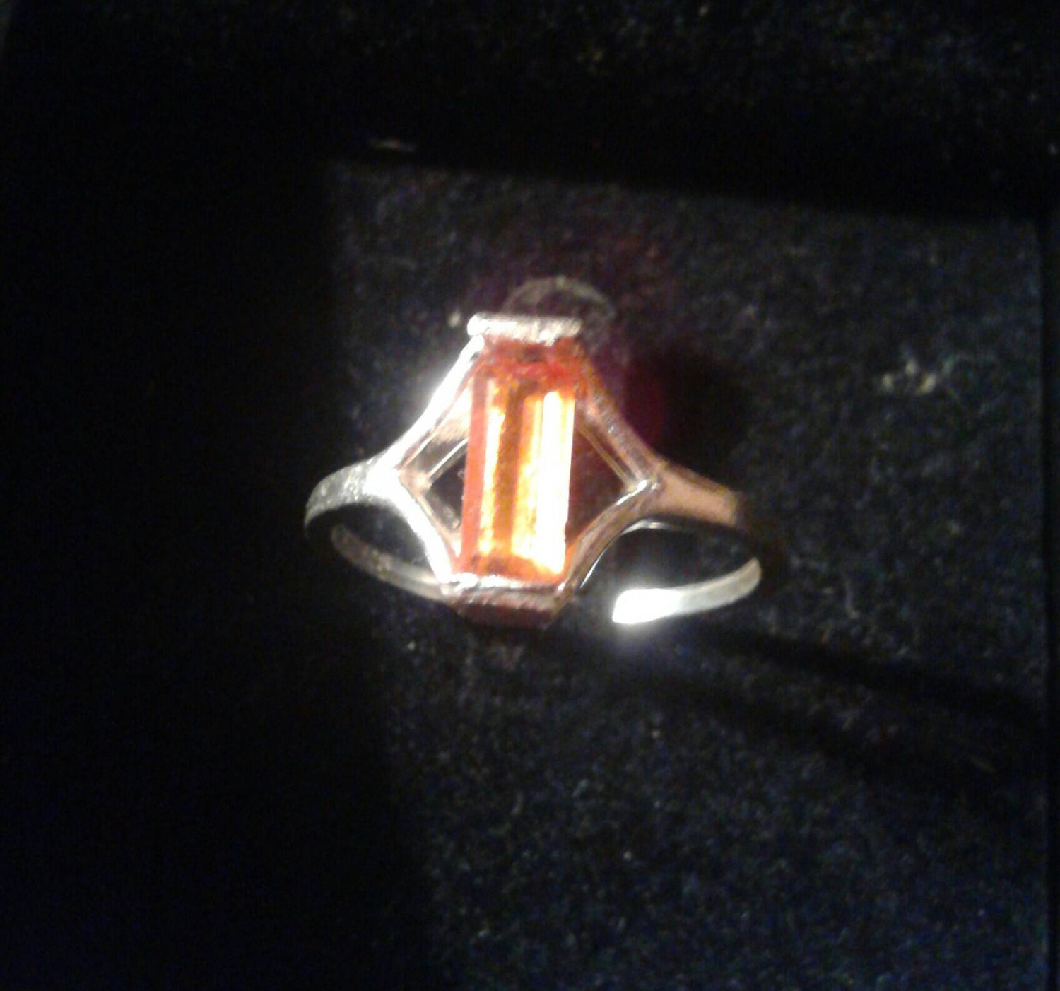 Natural Very Rare Orange Kyanite Sterling Silver Engagement Ring - Thumbnail 2