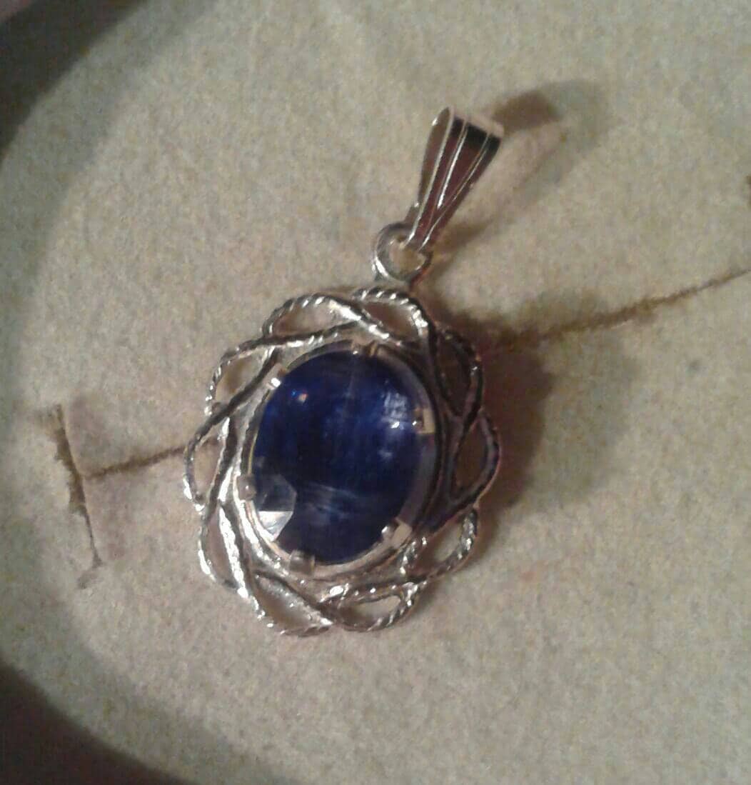 Natural Blue Kyanite Sterling Silver Necklace - Thumbnail 2