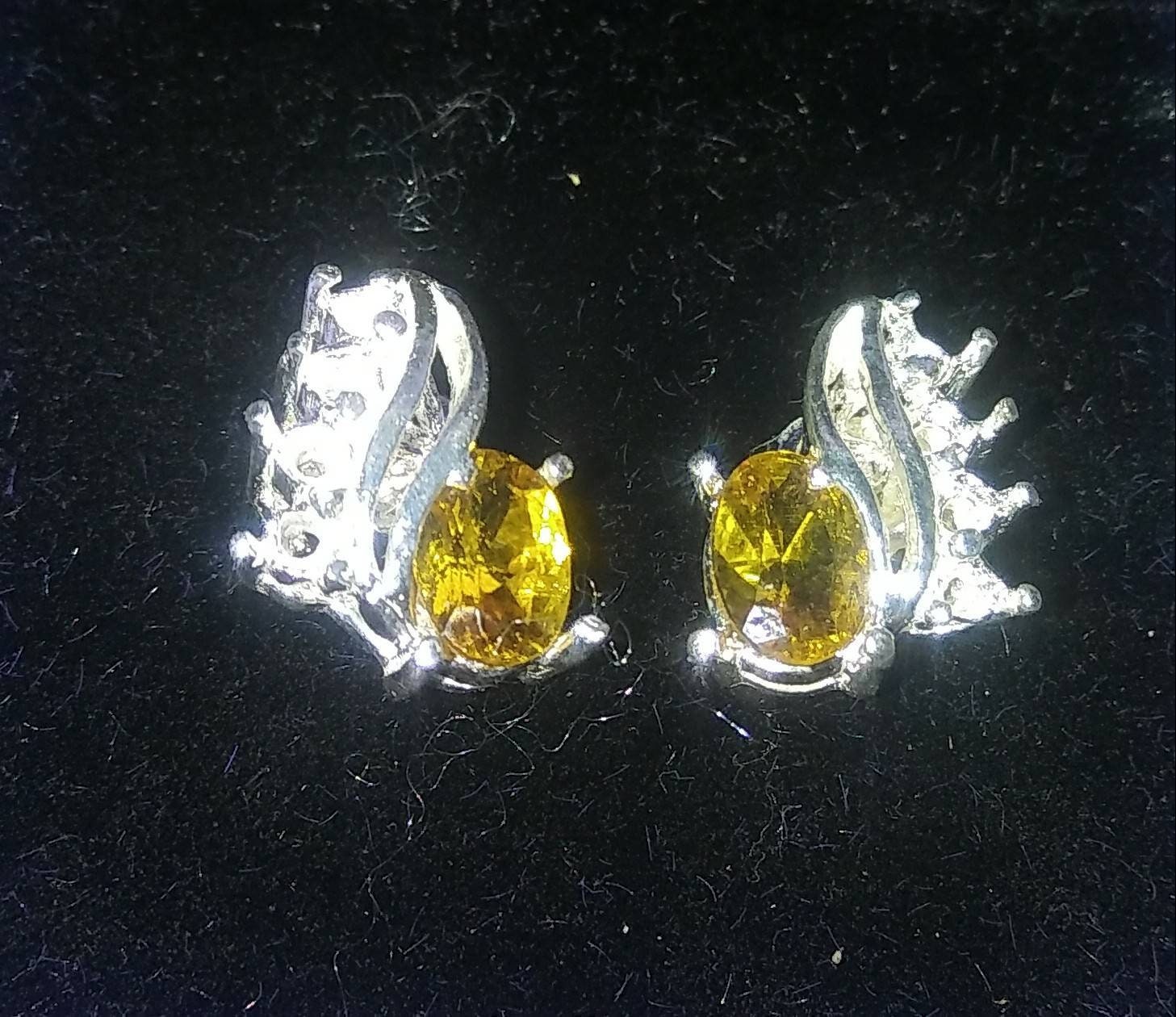 Natural Golden Beryl Zircon accented Sterling Silver Earrings - Thumbnail 2