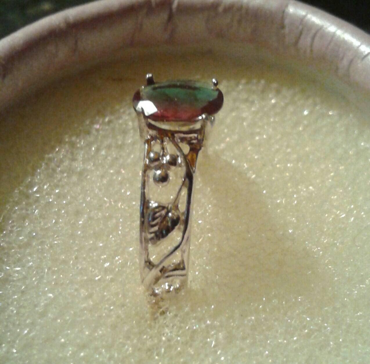 Natural Green Andesine Sterling Silver Ring - Thumbnail 2