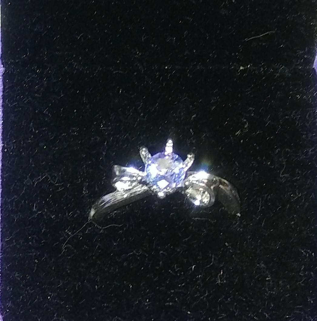 Natural Tanzanite Sterling Silver Engagement Ring - Image 1