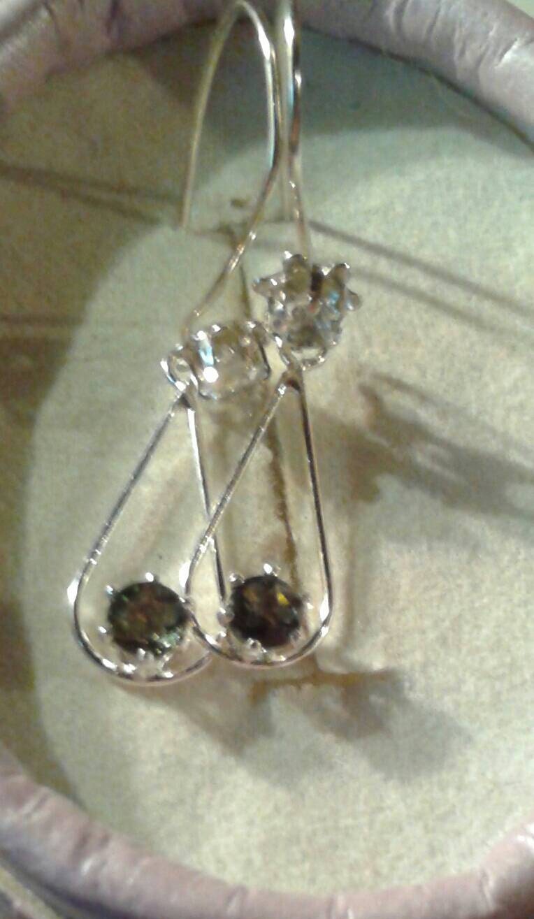 Natural Rare Kornerupine White Zircon Sterling Silver Earrings - Thumbnail 3