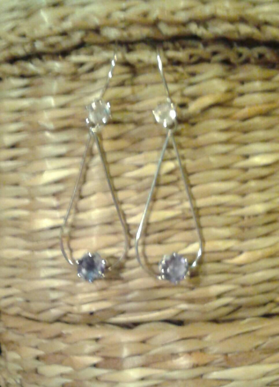 Natural Color Change Fluorite  Morganite accented Sterling Silver Earrings