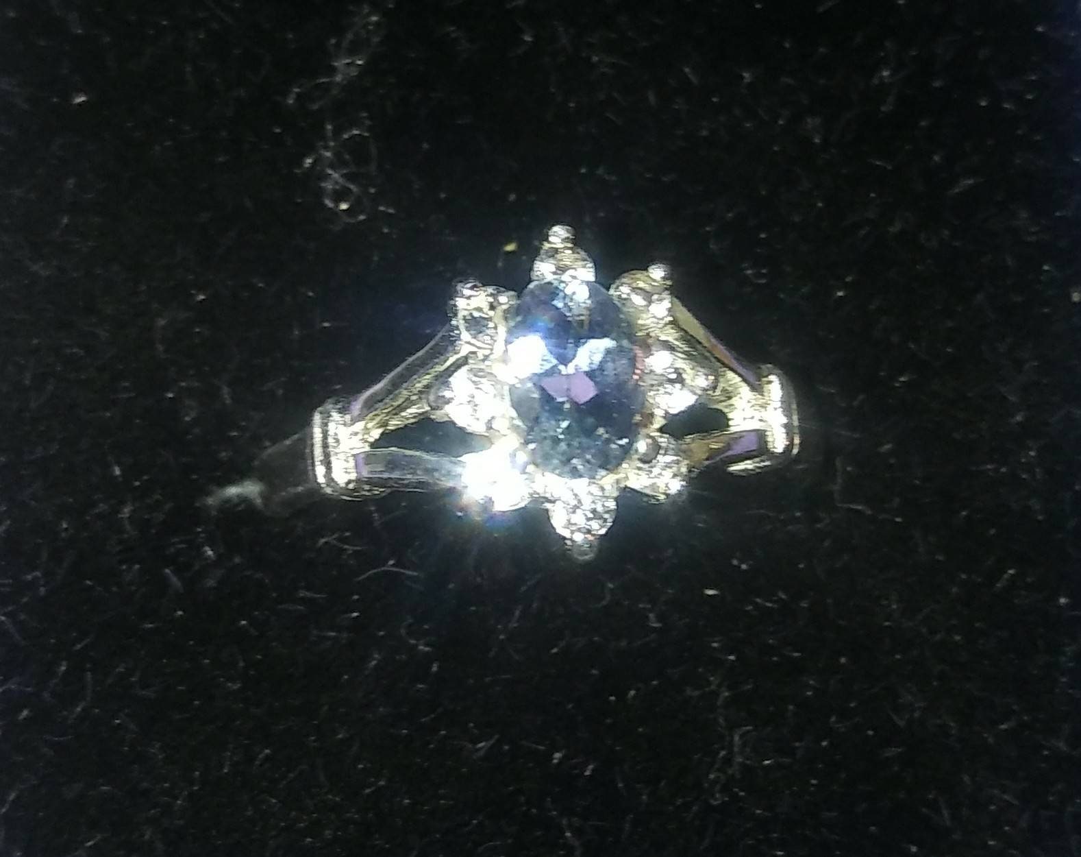 Natural Tanzanite White Zircon Sterling Silver Ring