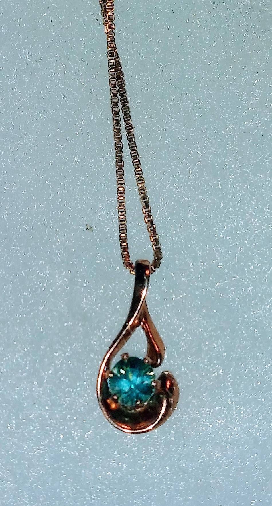 Natural Blue Zircon 14K Yellow Gold Vermeil Necklace