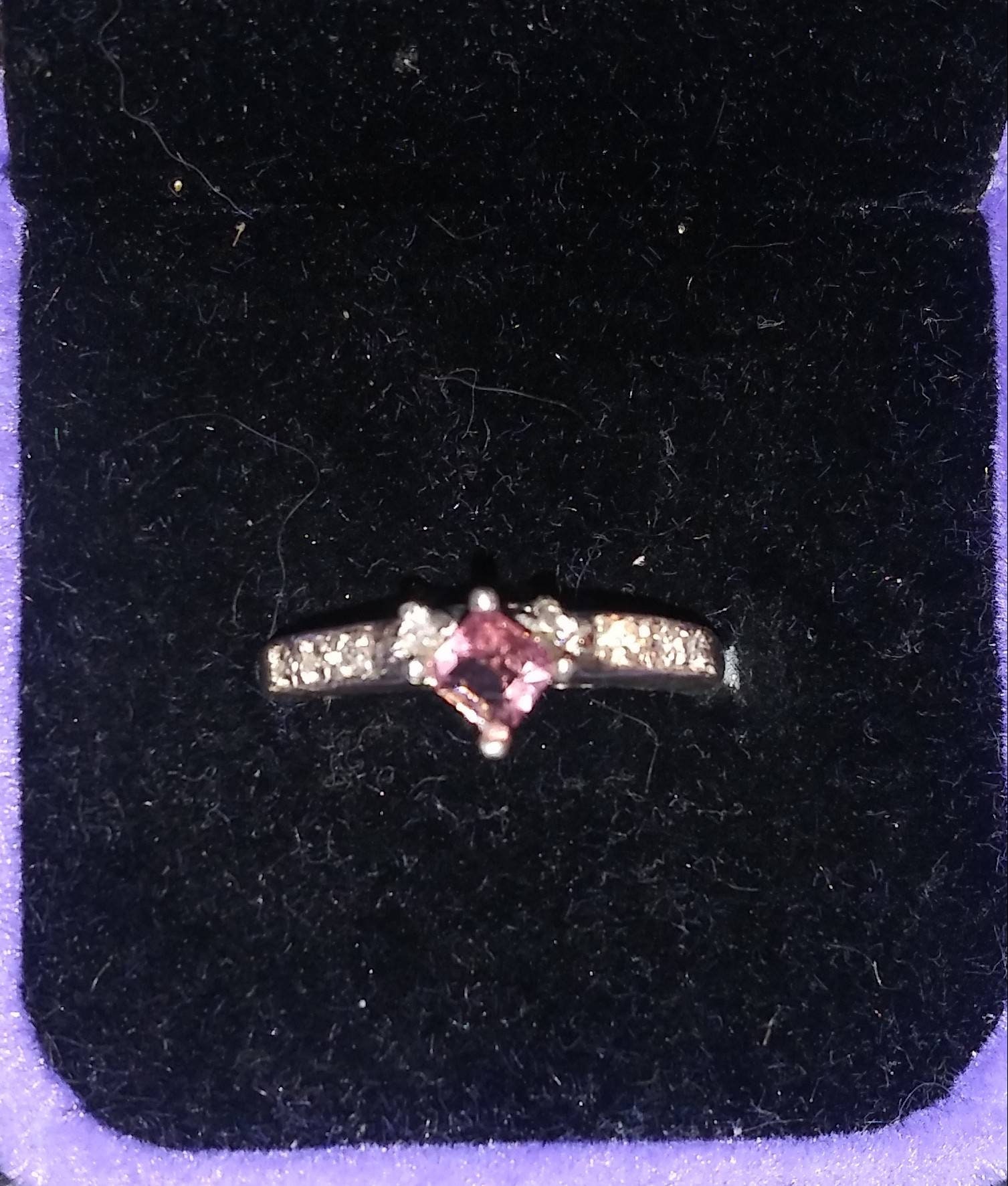 Rare Natural Red Apatite Diamond accented Sterling Silver Engagement Ring (COMES WITH REPORT)