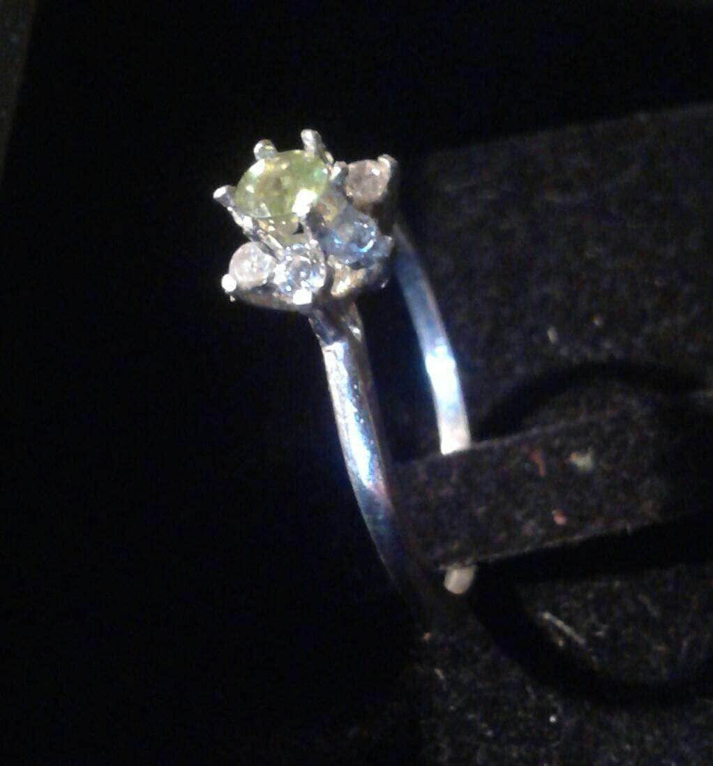 Green Natural Very Rare Hydrogrossular Garnet Diamond accented Sterling Silver Engagement Ring - Thumbnail 2