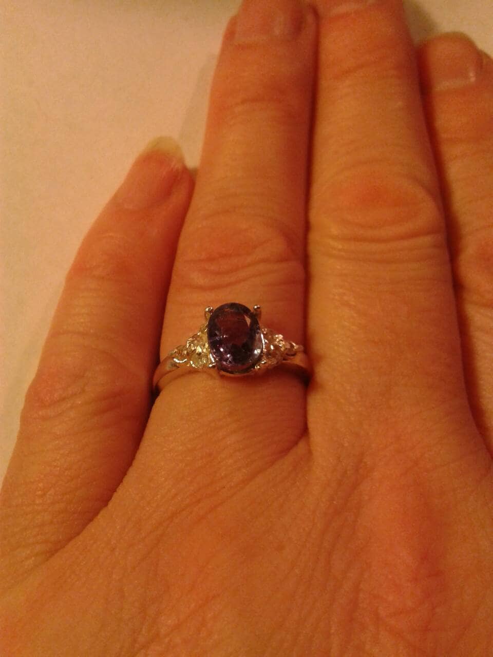 Natural Tanzanite White Zircon Sterling Silver Ring - Thumbnail 2