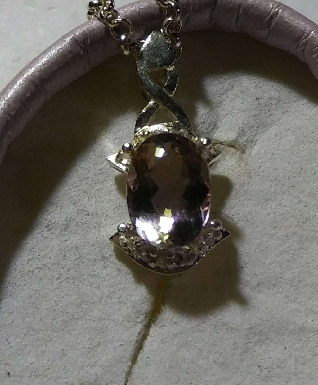Natural Ametrine White Sapphire accented Sterling Silver Necklace - Thumbnail 3
