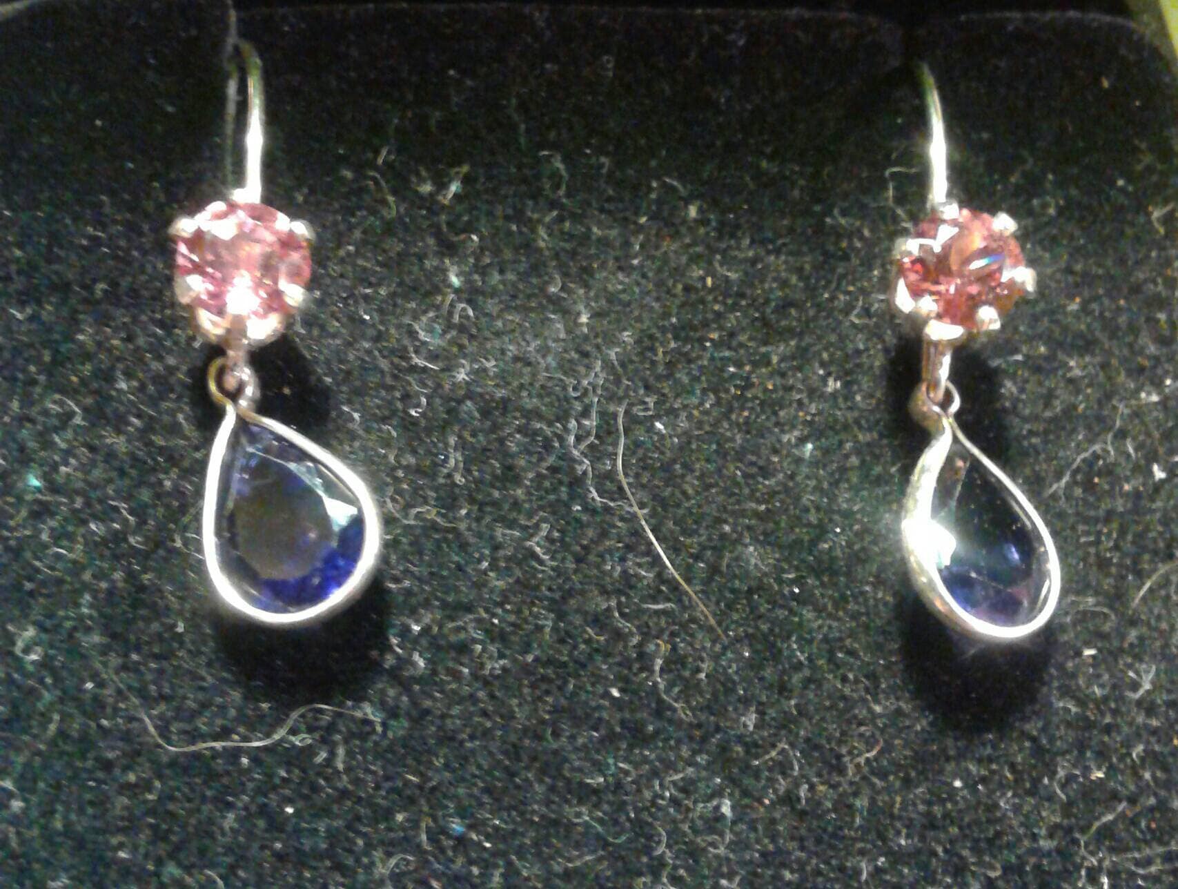 Natural Iolite, Rhodolite Garnet Sterling Silver Earrings - Thumbnail 4