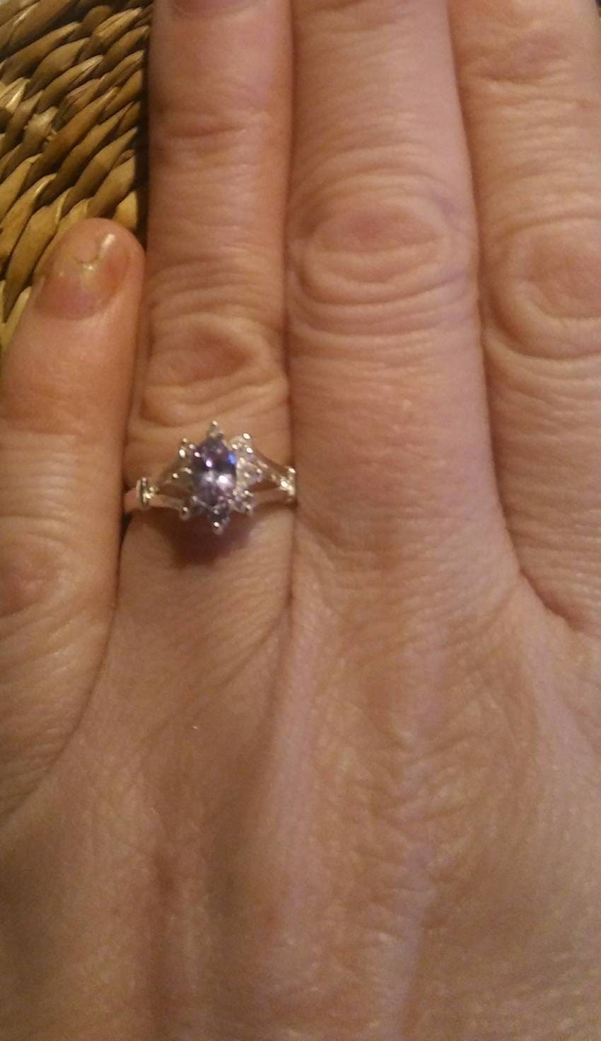 Natural Tanzanite White Zircon Sterling Silver Ring - Thumbnail 3