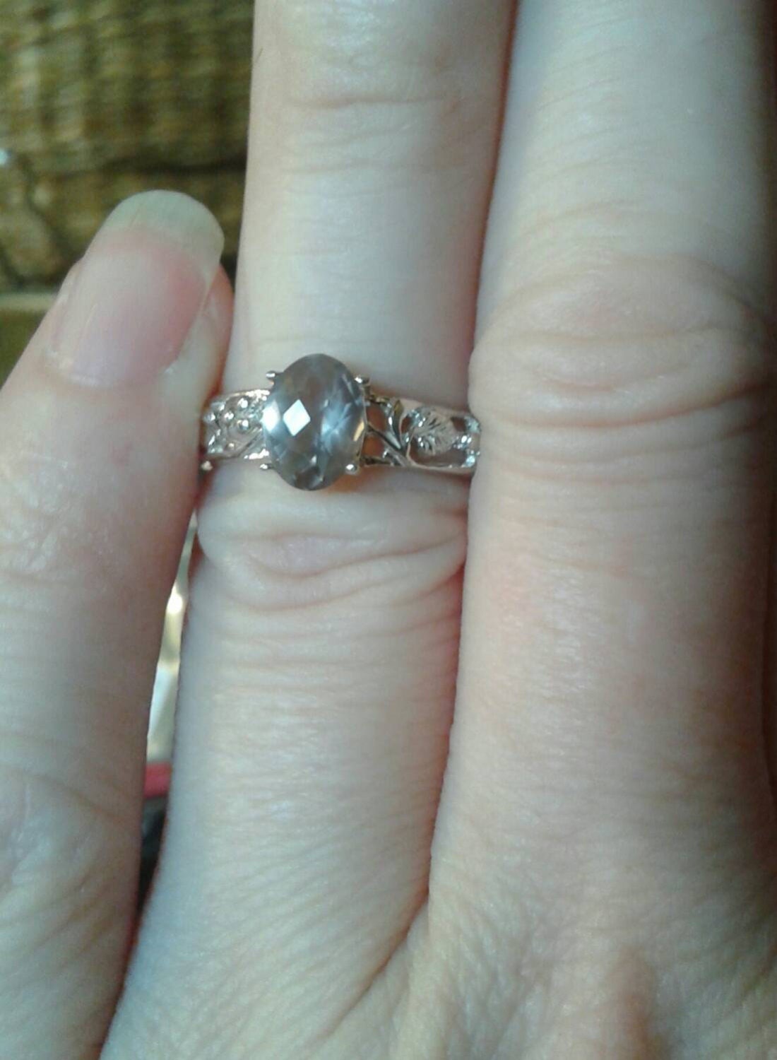 Natural Sillimanite Sterling Silver Engagement Ring - Thumbnail 3