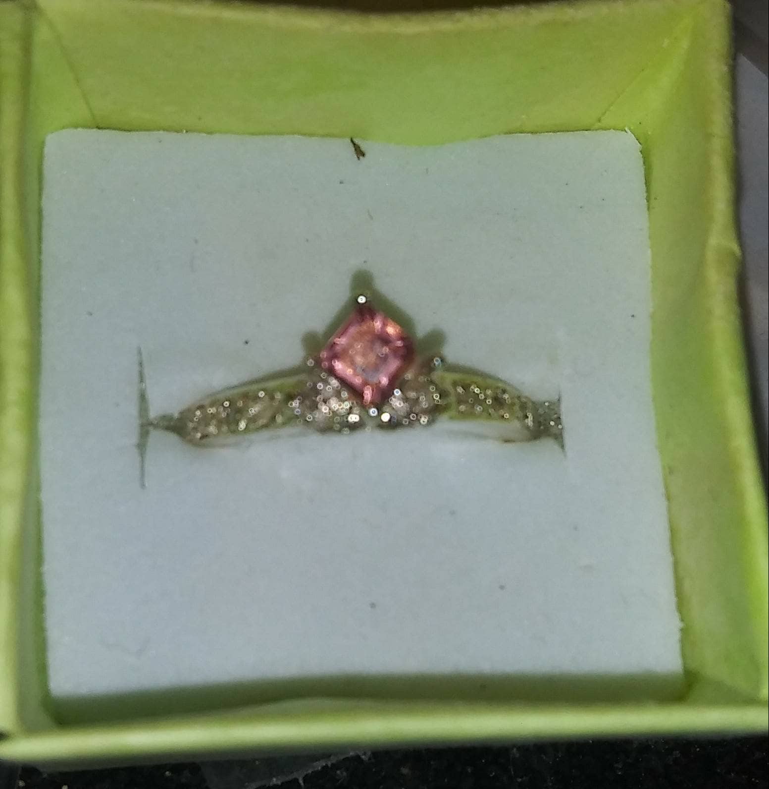 Rare Natural Red Apatite Diamond accented Sterling Silver Engagement Ring (COMES WITH REPORT) - Thumbnail 2