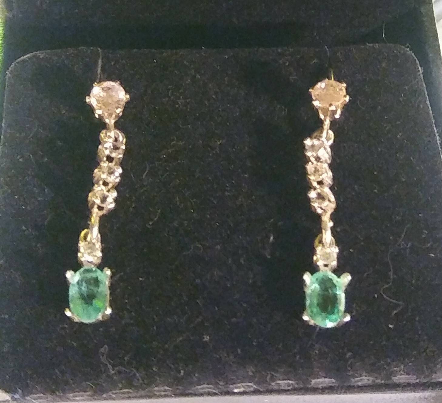 Natural Emerald Morganite & White Zircon accented Sterling Silver Earrings
