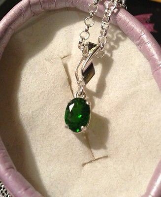 Natural Chrome Diopside Sterling Silver Necklace - Thumbnail 2