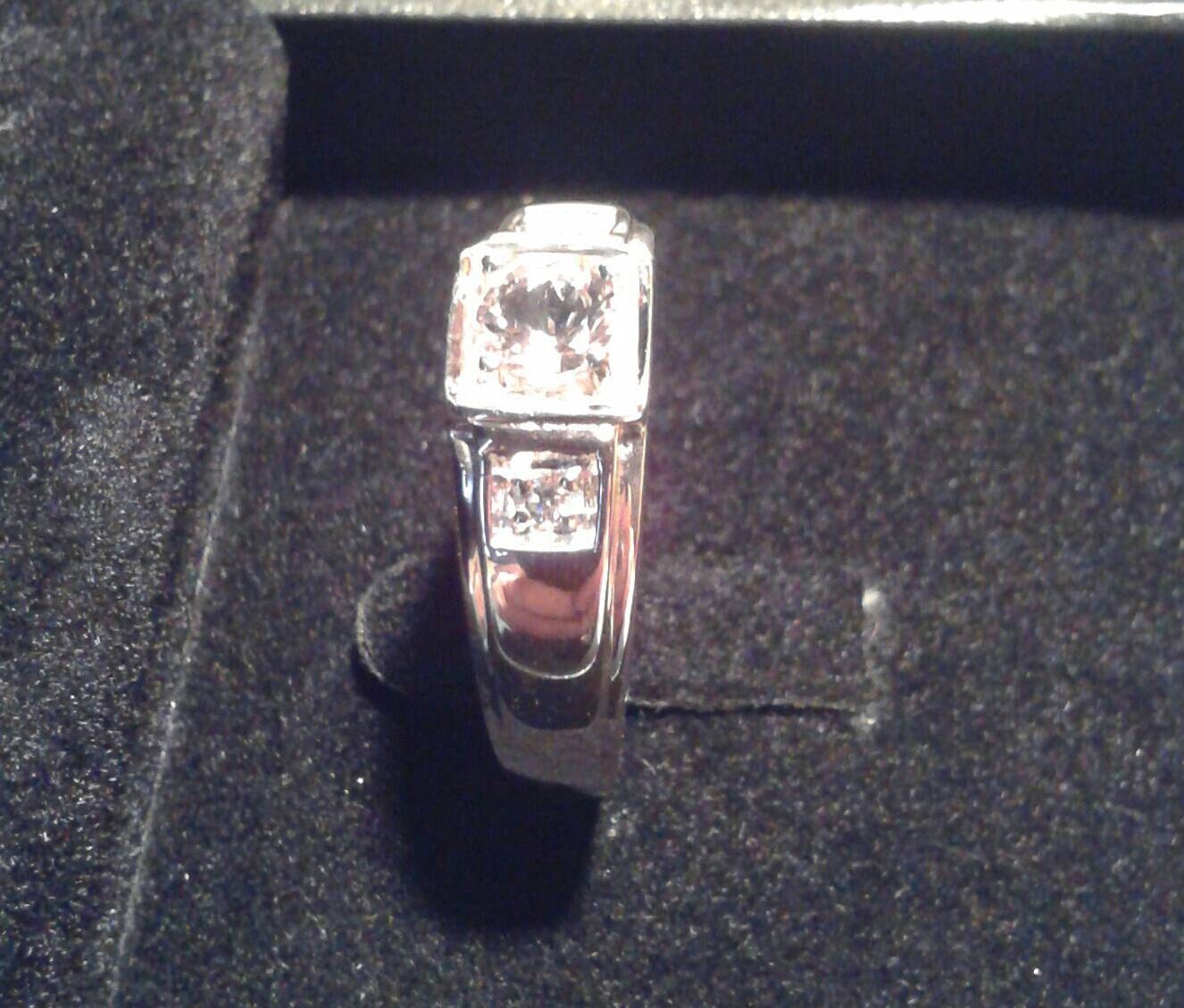 Natural Goshenite & Zircon Sterling Silver Gent's Ring - Thumbnail 2