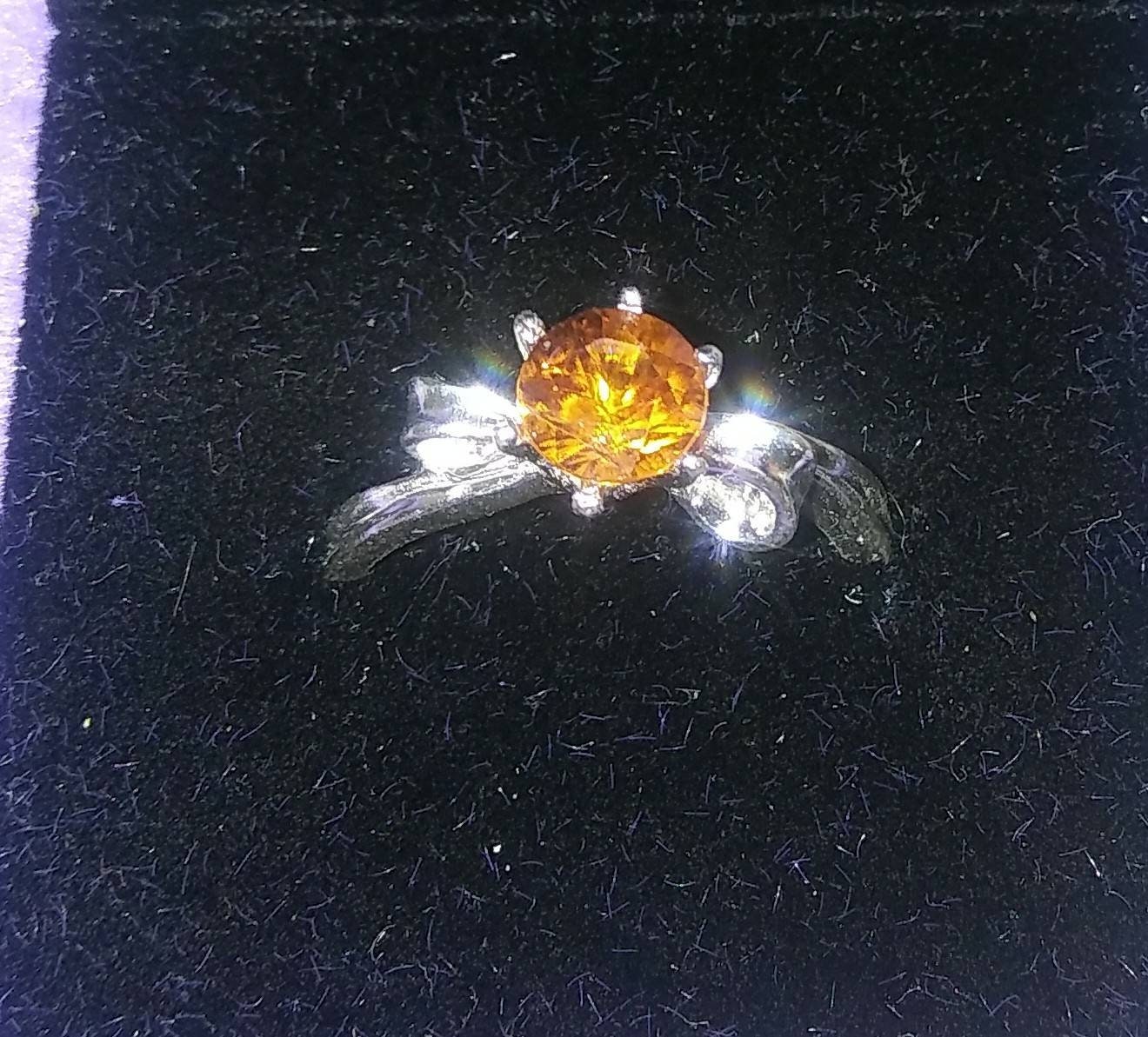 Natural Whiskey Zircon Sterling Silver Engagement  Ring - Thumbnail 4