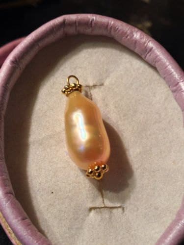 Natural Baroque Tahitian Pearl 14K Gold Vermeil Necklace - Thumbnail 2