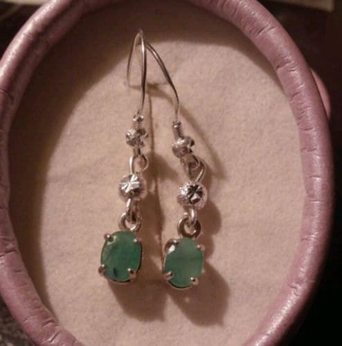 Natural Sakota Emeralds Sterling Silver Earrings