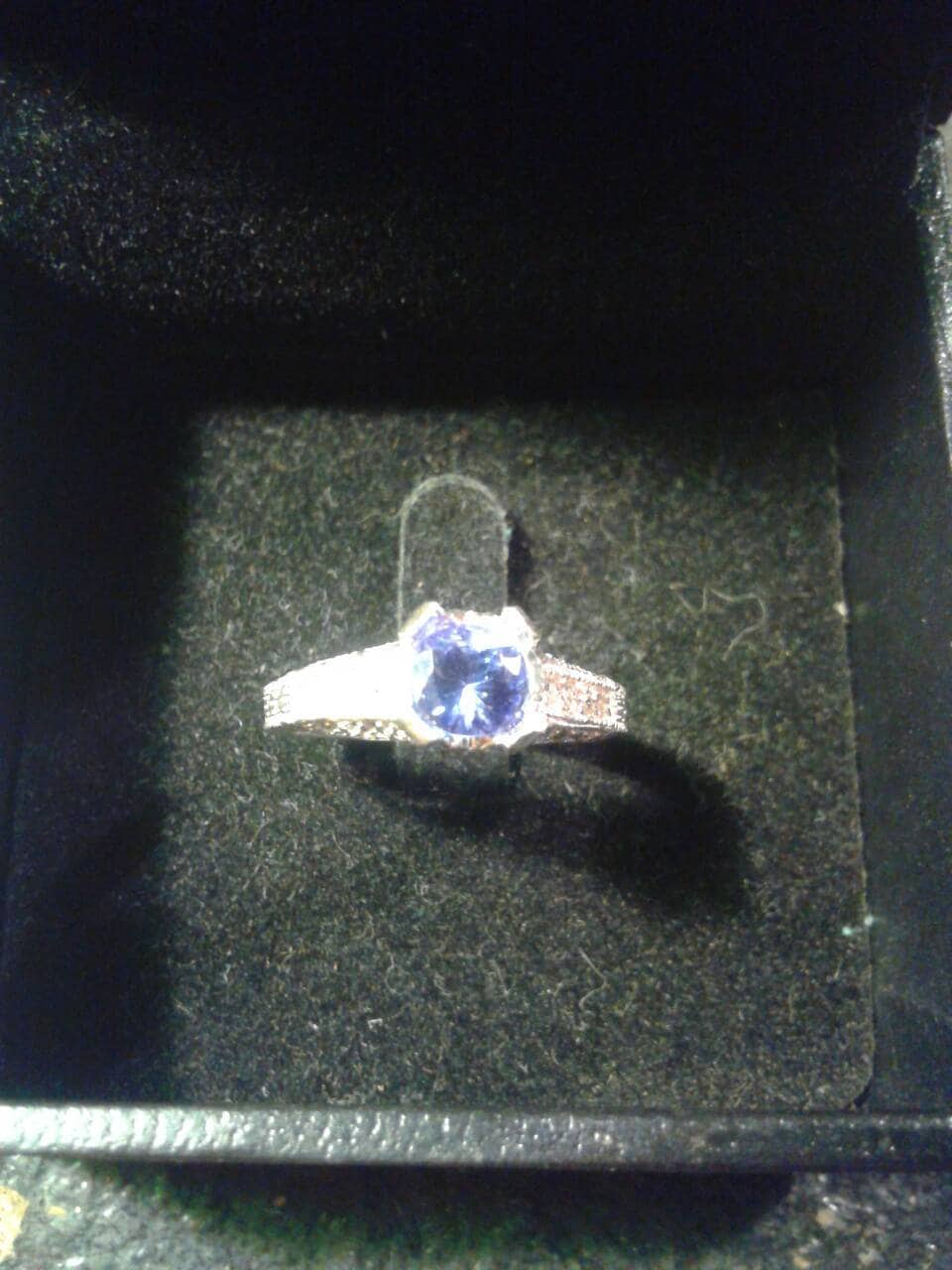 Natural Tanzanite Diamond accented Sterling Silver Engagement Ring (COMES WITH REPORT)