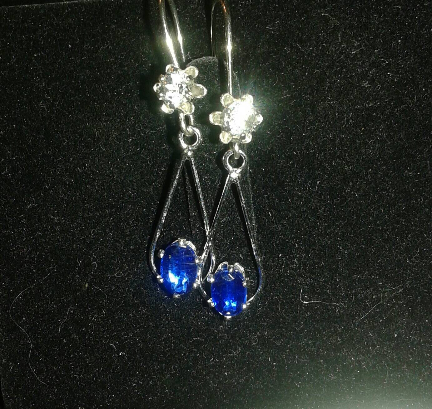 Natural Kyanite Sterling Silver Earrings - Thumbnail 3
