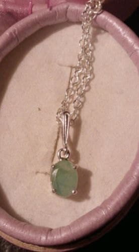 Natural Sokota Emerald Sterling Silver Necklace - Thumbnail 3