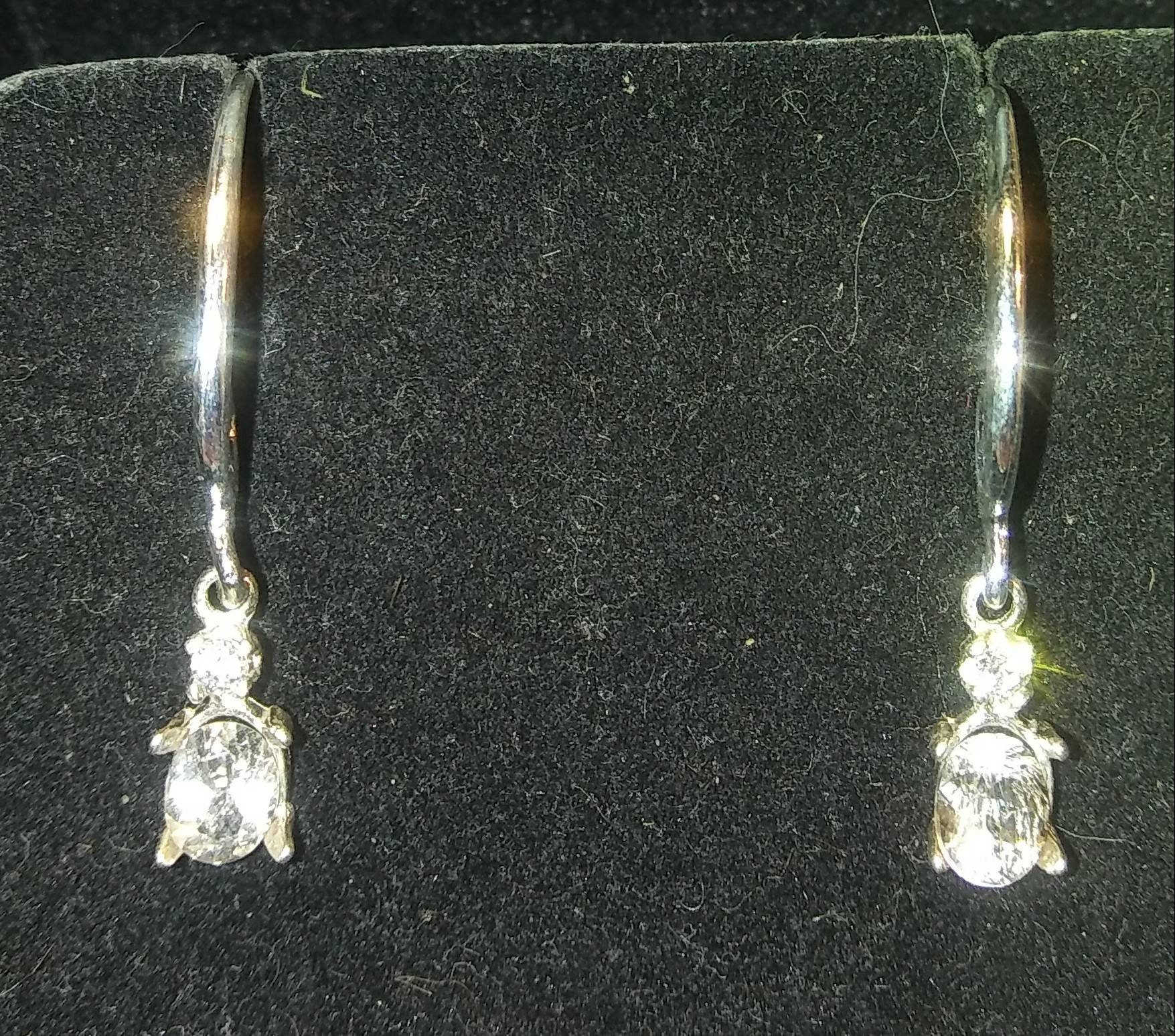 Natural Soft light Champagne Danburite White Sapphire accented Sterling Silver Earrings - Thumbnail 2